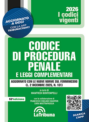 Codice di procedura penale e leggi complementari 2026 (vigente) - Manfredi Bontempelli