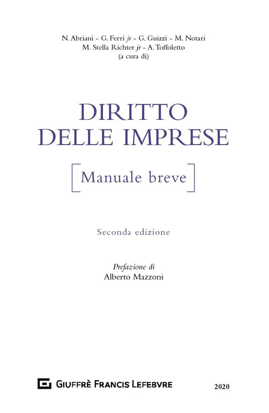 DIRITTO DELLE IMPRESE (Abriani, Ferri) Giuffrè - 9788828808381