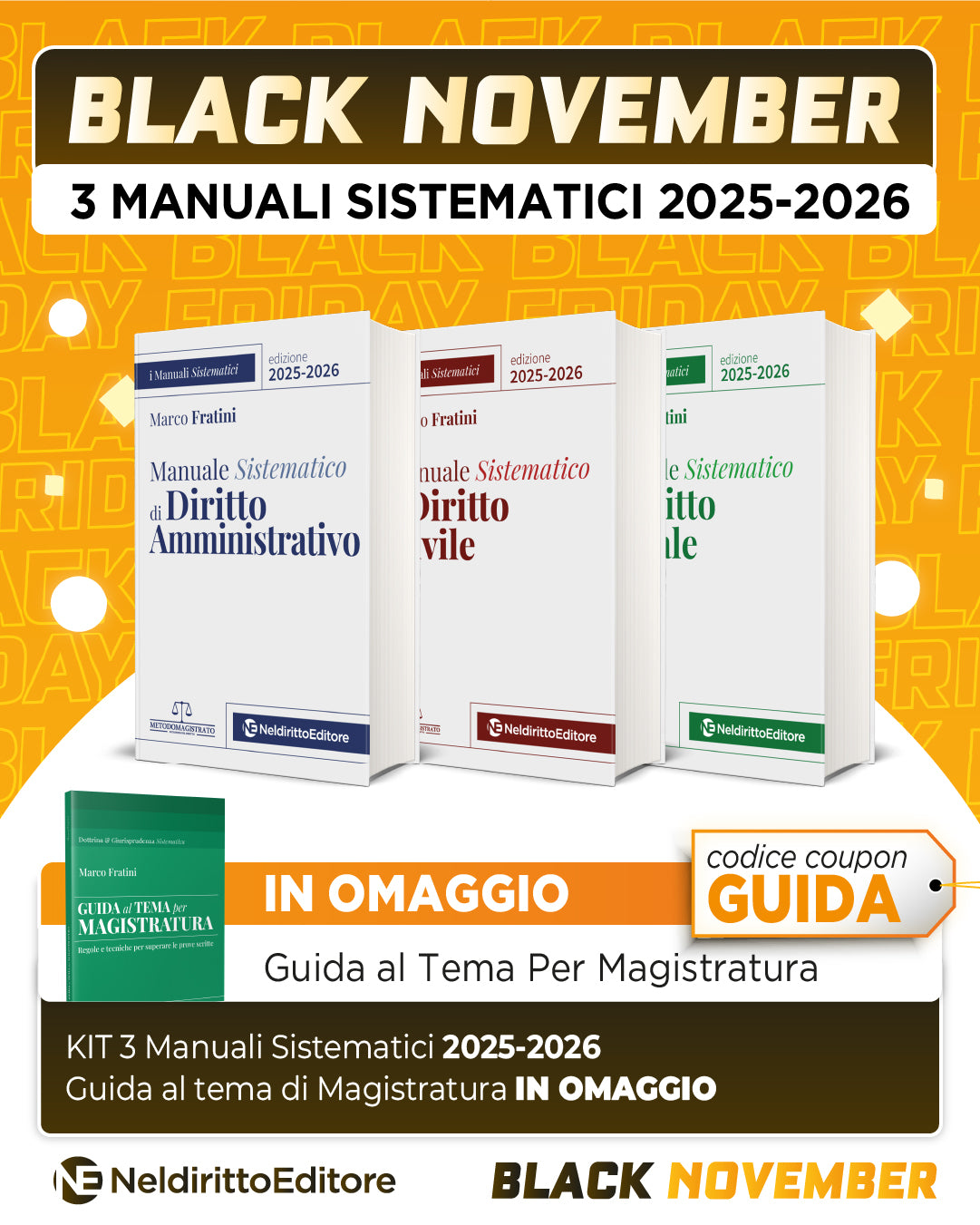kit 3 Manuali Sistematici M. Fratini 2025-2026 Civile + Amministrativo + Penale Parte Generale IN OMAGGIO Guida al tema per Magistratura