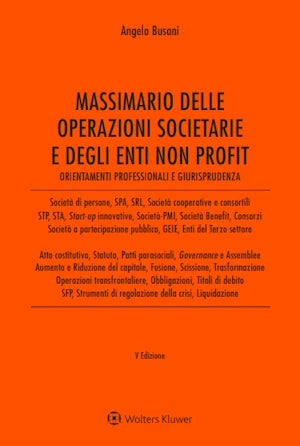 PREORDINE Massimario delle operazioni societarie e degli enti non profit (5°ED.) 2026 - Busani Angelo