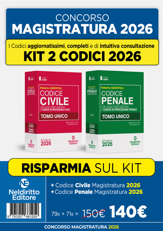 Kit 2 Codici normativi Civile e Penale (Concorso Magistratura 2026) - R. Garofoli