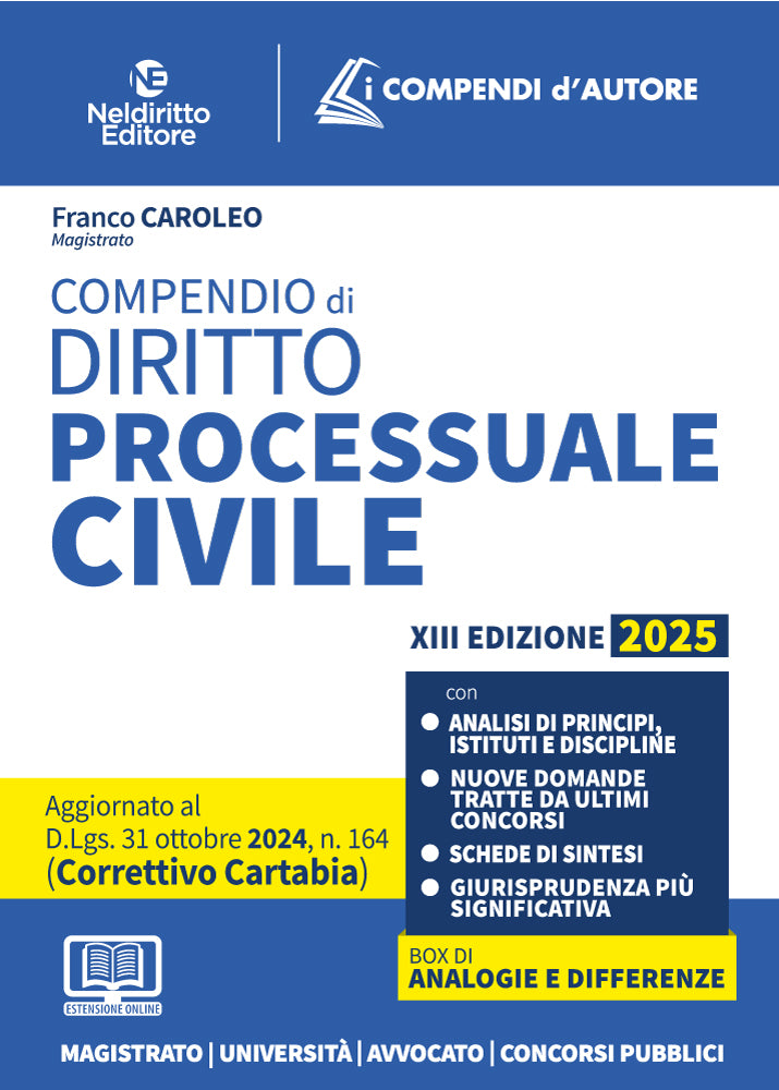 Compendio di Procedura Civile aggiornato al Decreto Correttivo Cartabia 2024 - 2025 (13°ed.) - Caroleo