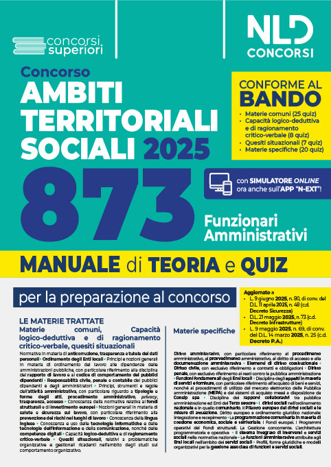 Concorso ATS (Ambiti Territoriali Sociali) per 873 Funzionari Amministrativi. Manuale con Teoria e Quiz Conforme al bando