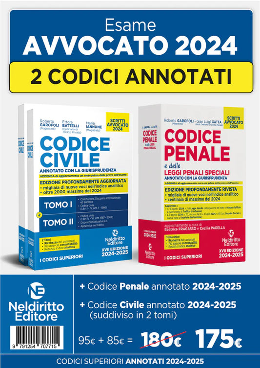 PROMO KIT Codice Civile Annotato + Codice Penale Annotato (esame di avvocato 2024-2025)