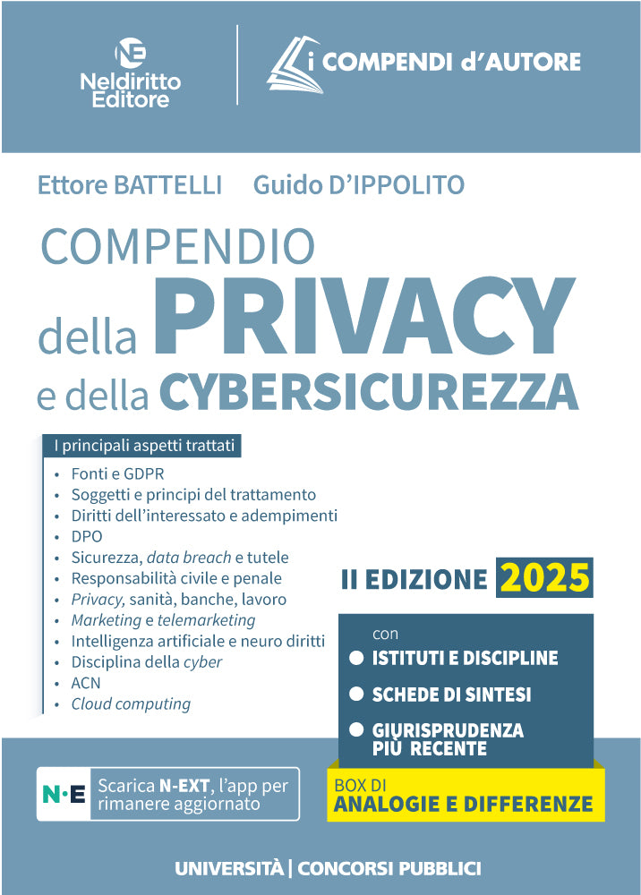 Compendio di normativa sulla Privacy e Cybersicurezza 2025 - Battelli, D'Ippolito
