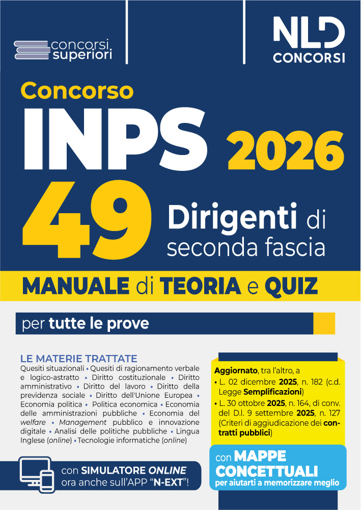 Concorso Inps per 49 Dirigenti. Manuale con Teoria e Quiz 2026