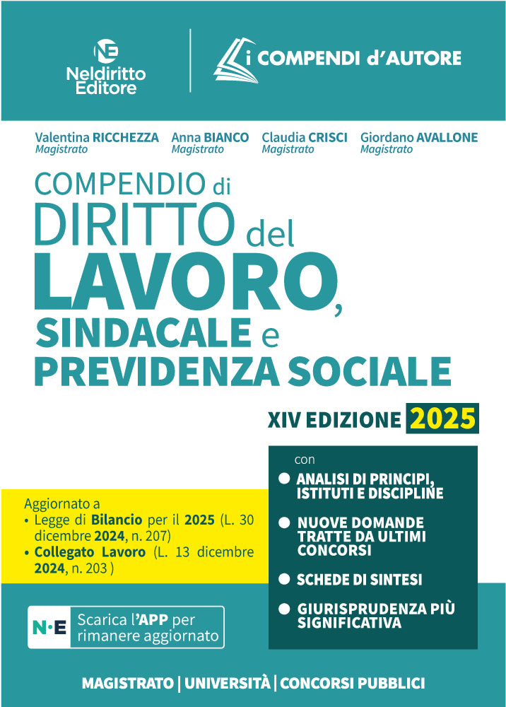 Compendio di diritto del Lavoro, sindacale e previdenza sociale 2025