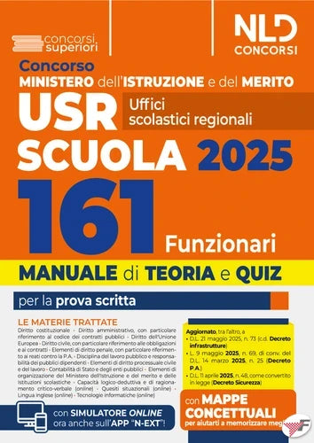Concorso 161 funzionari USR, Ministero Istruzione e Merito. Manuale per il concorso con teoria e quiz. Con software di simulazione