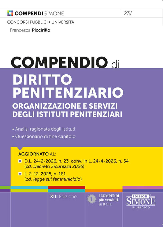 Compendio di Diritto Penitenziario 2026 - Francesca Piccirillo