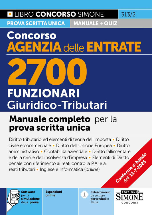Concorso Agenzia delle Entrate – 2700 Funzionari Giuridico Tributari – Manuale 2025