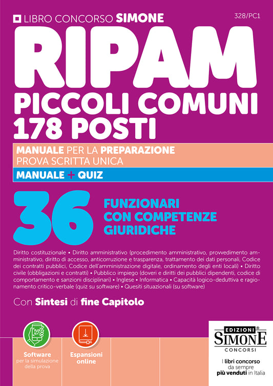 Concorso RIPAM Piccoli Comuni 178 posti – 36 Funzionari con competenze giuridiche – Manuale