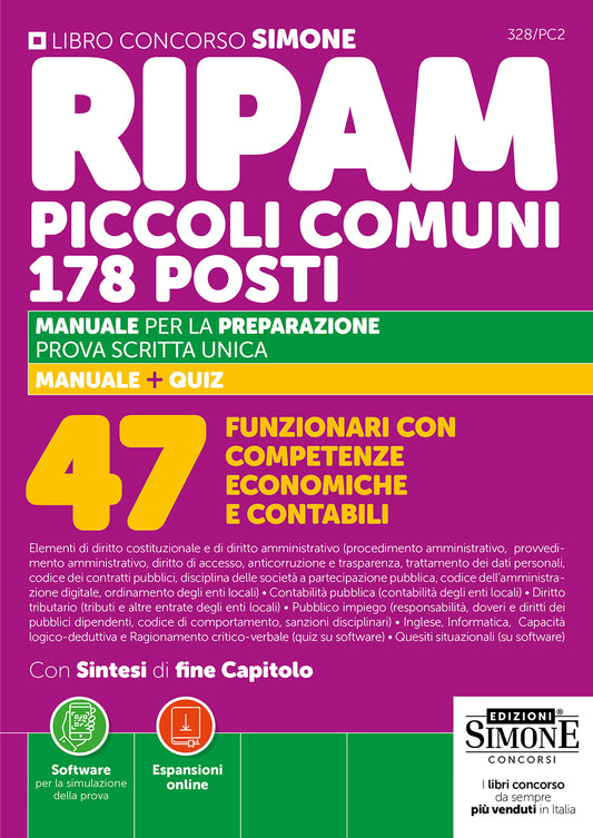 Concorso RIPAM Piccoli Comuni 178 posti – 47 Funzionari con competenze economiche e contabili – Manuale