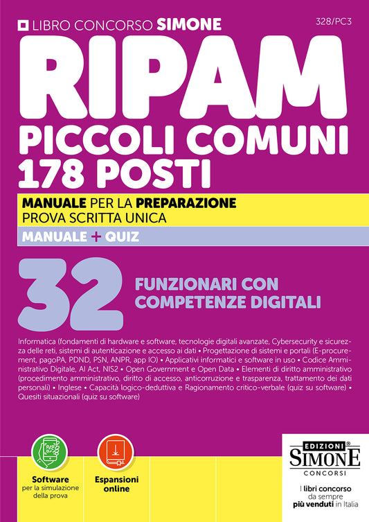 Concorso RIPAM Piccoli Comuni 178 posti – 32 Funzionari con competenze digitali – Manuale
