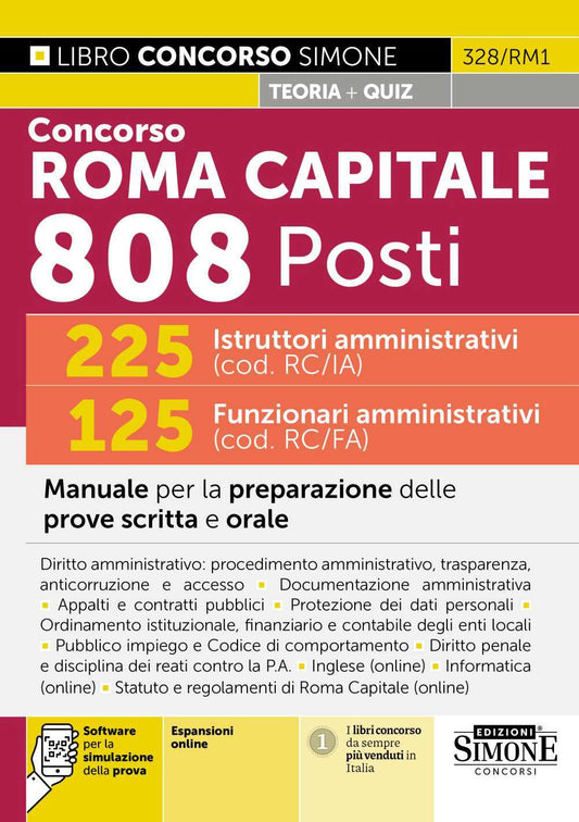 Concorso Roma Capitale 808 Posti – 225 Istruttori amministrativi (cod. RC/IA) 125 Funzionari amministrativi (cod. RC/FA) – Manuale