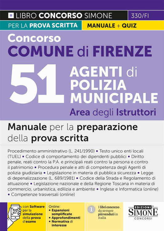 Concorso Comune Firenze – 51 Agenti di polizia municipale – Area Istruttori – Manuale