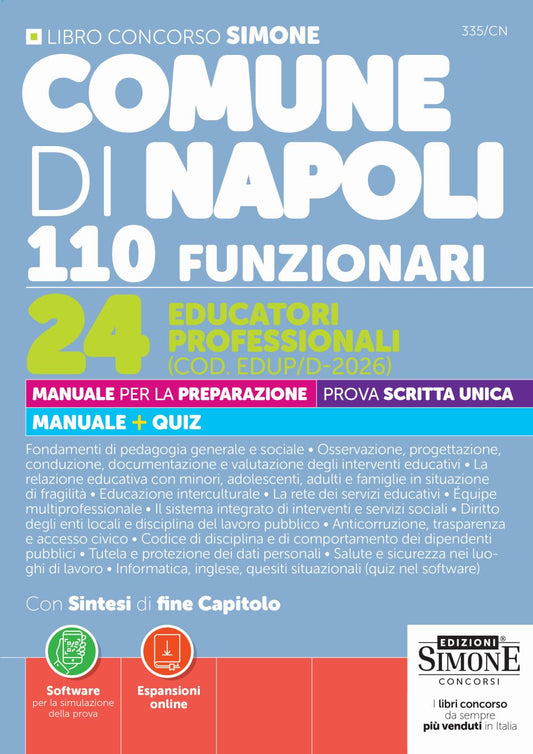 Comune di Napoli 110 Funzionari – 24 Educatori professionali (COD. EDUP/D-2026) – Manuale