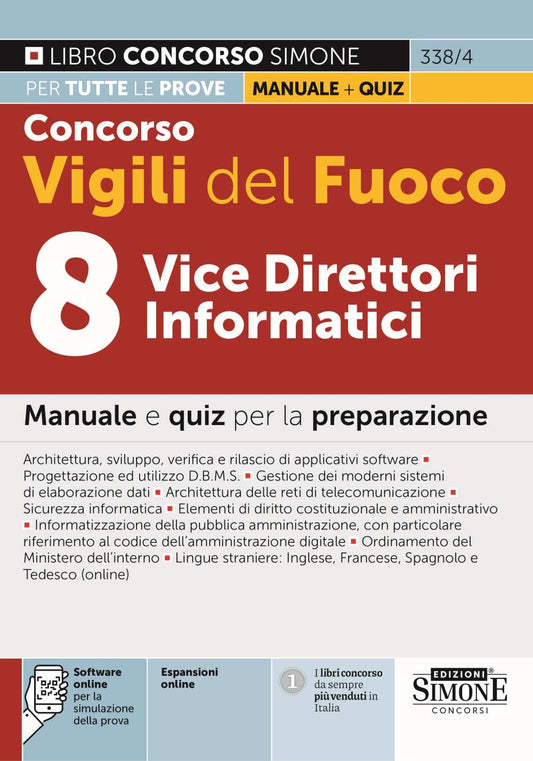 Concorso Vigili del fuoco 8 Vice Direttori Informatici – Manuale – 338/4