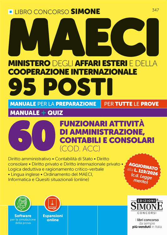 Concorso MAECI 95 Posti – 60 Funzionari attività di amministrazione, contabili e consolari (COD. ACC) – Manuale