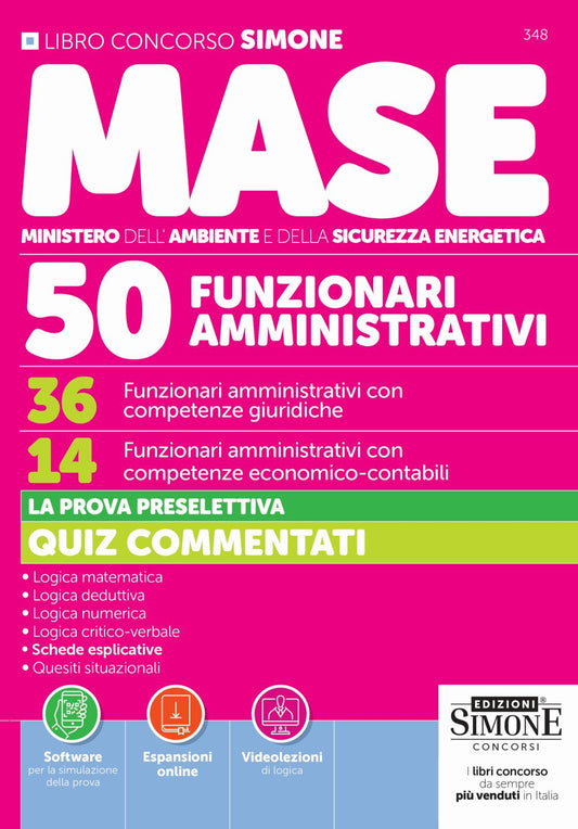 Concorso MASE – 50 posti – 36 Funzionari amministrativi con competenze giuridiche – 14 Funzionari amministrativi con competenze economico-contabili – QUIZ COMMENTATI