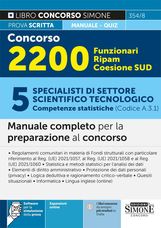 Concorso 2200 Funzionari Ripam Coesione SUD – 5 Specialisti di settore scientifico tecnologico (Competenze statistiche) (Codice A.3.1) – Manuale