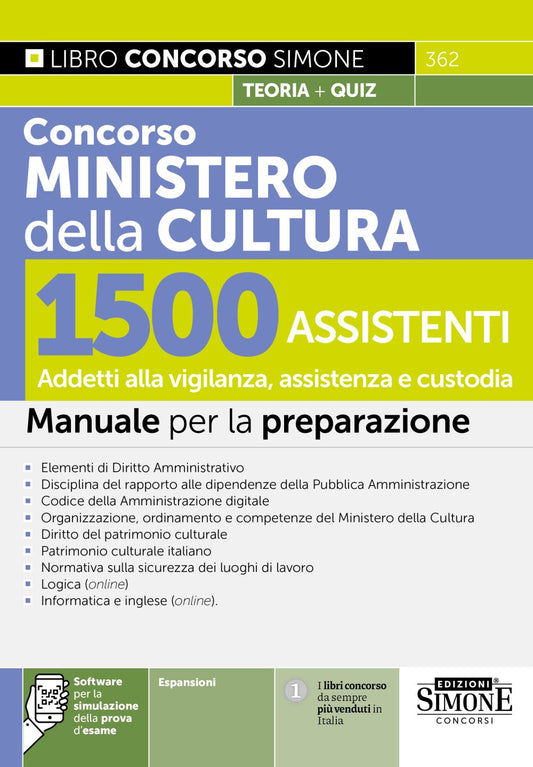 Concorso Ministero della Cultura 1500 Assistenti – Addetti alla vigilanza, assistenza e custodia – Manuale