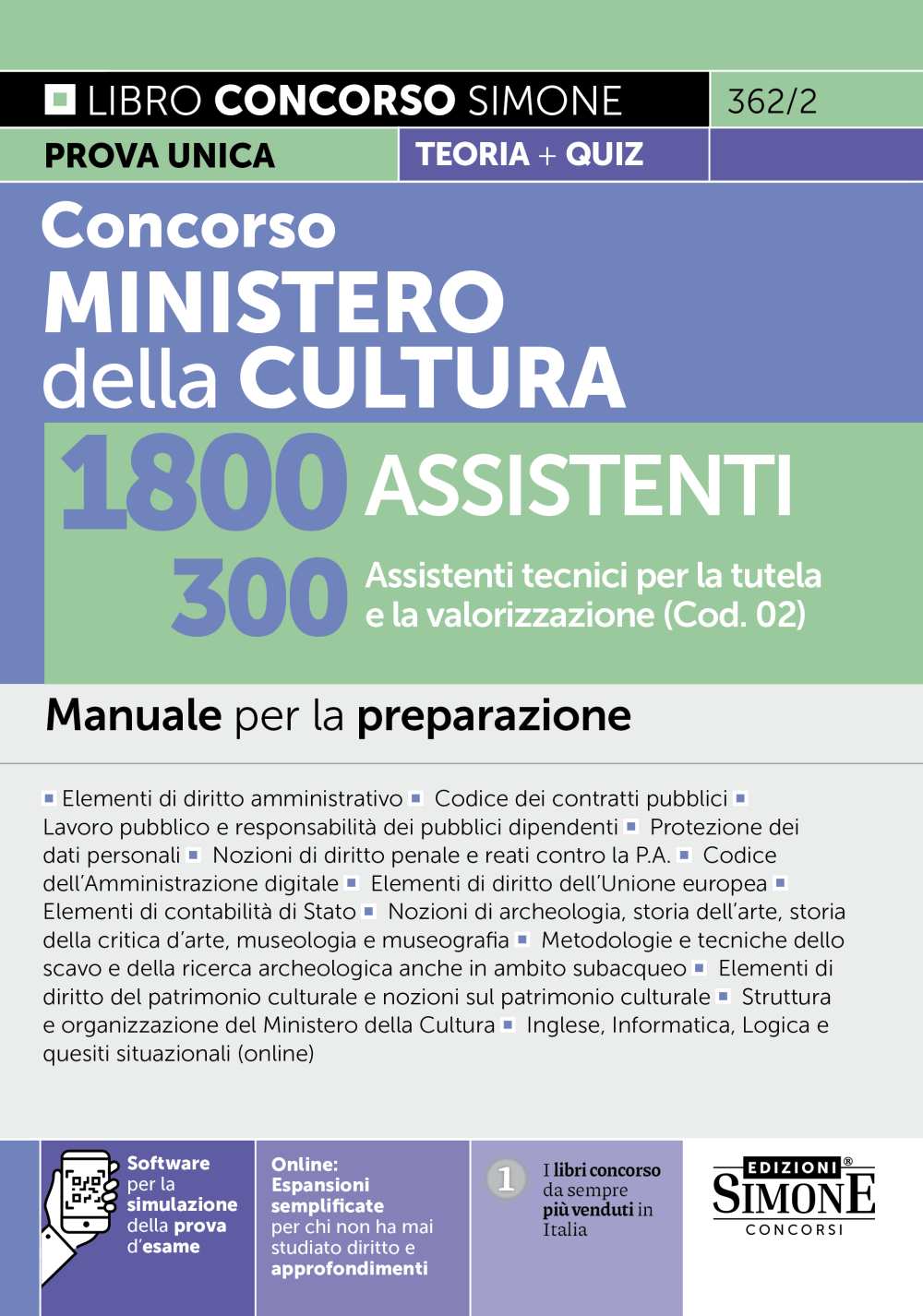 Concorso Ministero della Cultura 1800 Assistenti – 300 Assistenti tecnici per la tutela e la valorizzazione (Cod. 02) – Manuale per la preparazione