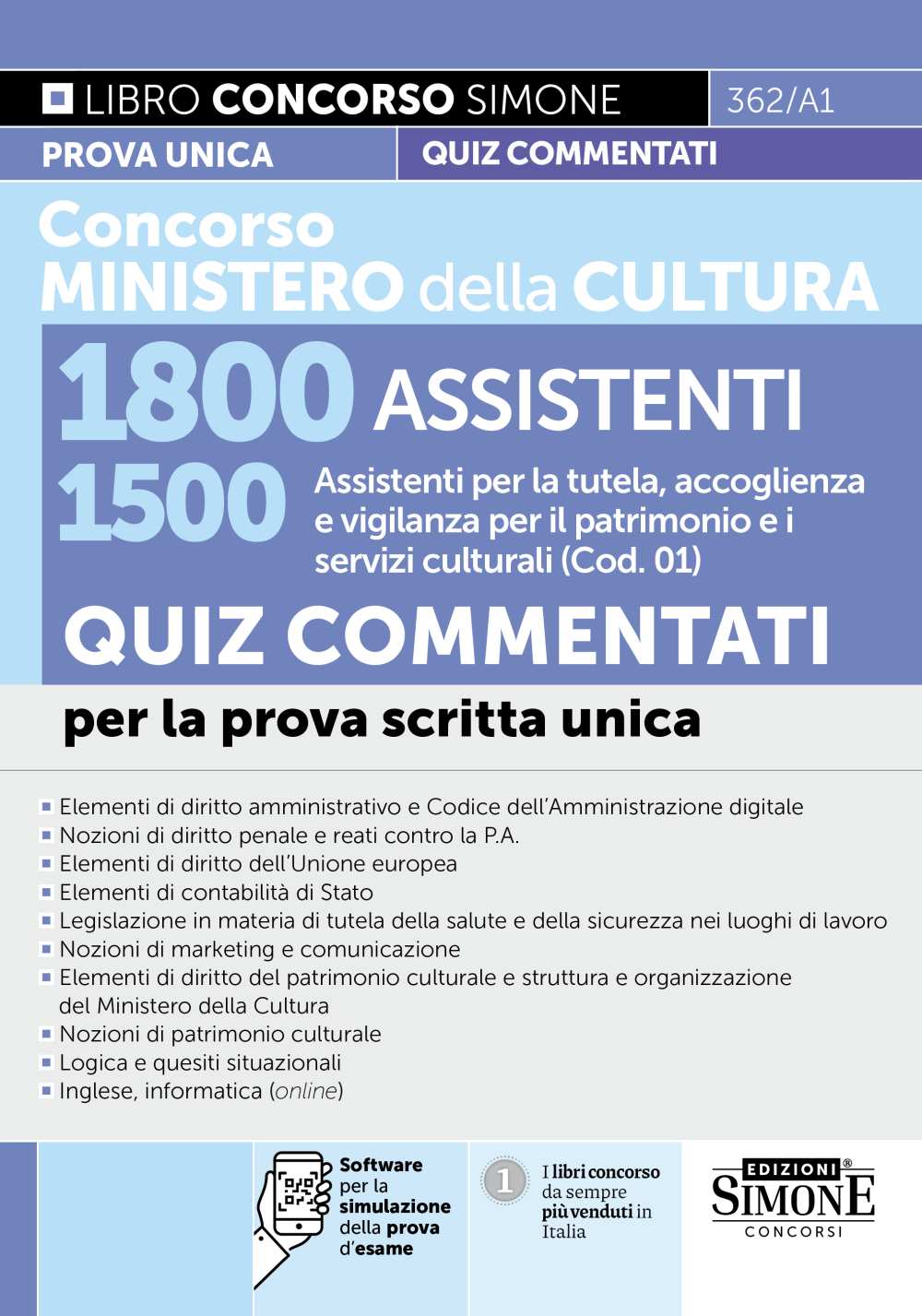 Concorso Ministero della Cultura 1800 Assistenti – 1500 Assistenti per la tutela, accoglienza e vigilanza per il patrimonio e i servizi culturali (Cod. 01) – Quiz Commentati