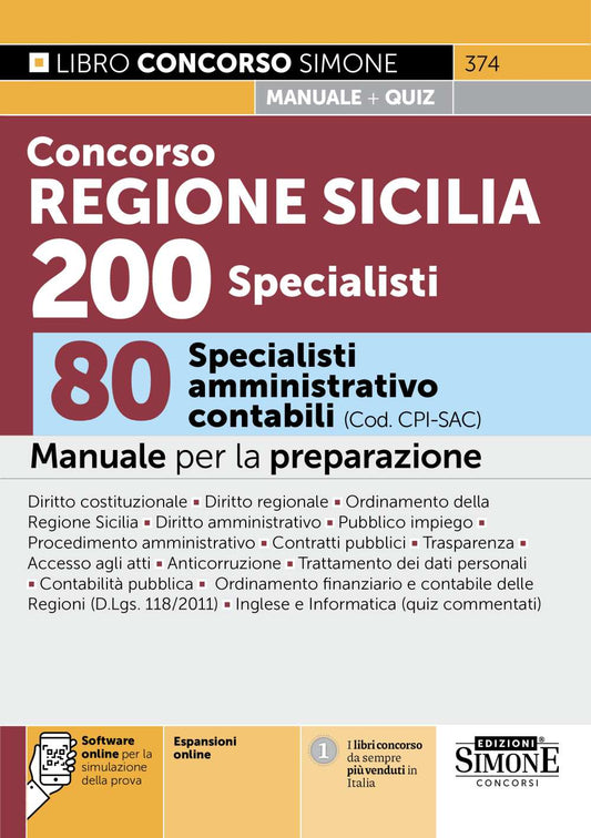 Concorso Regione Sicilia 200 Specialisti – 80 Specialisti amministrativo contabili (Cod. CPI-SAC) – Manuale