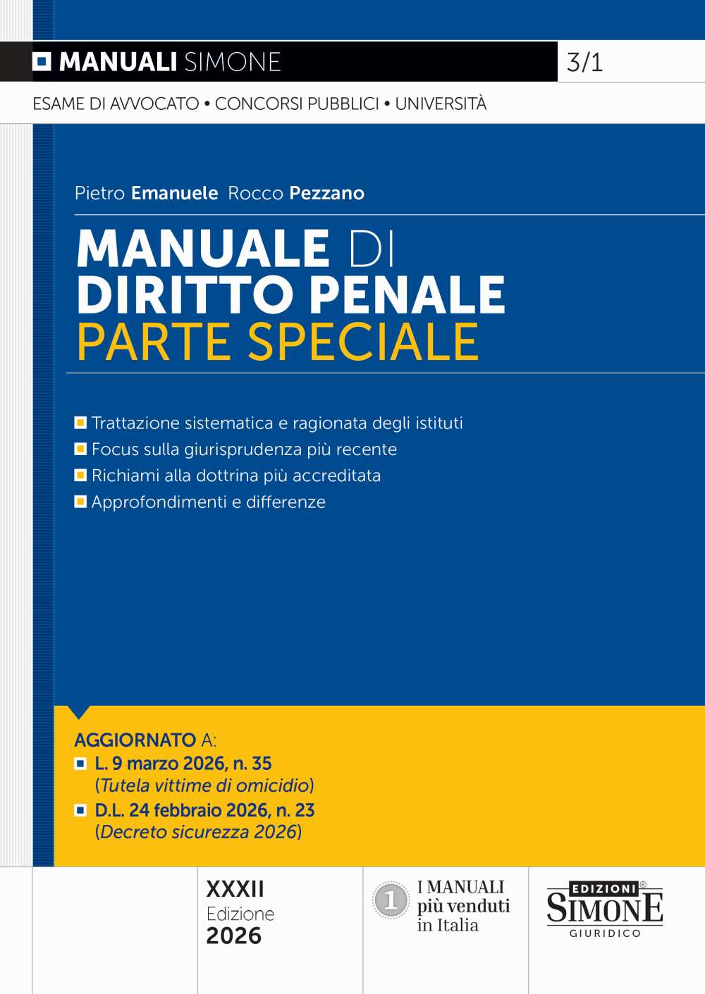 Manuale di Diritto Penale Parte speciale 2026 - Pietro Emanuele, Rocco Pezzano