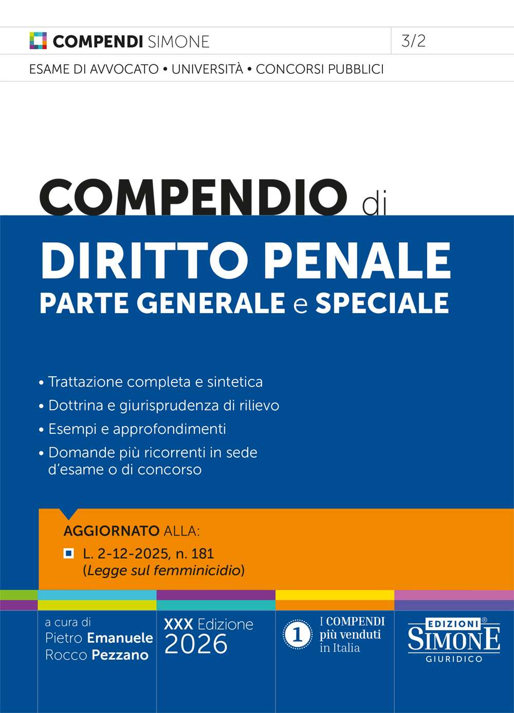 Compendio di Diritto Penale parte generale e speciale 2026 - Pietro Em ...
