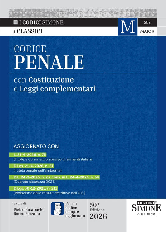 Codice Penale 2026 - Pietro Emanuele, Rocco Pezzano