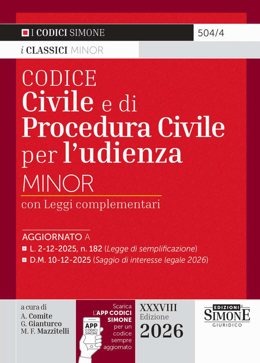 Codice Civile e di Procedura Civile per l’udienza Minor 2026 - A. Comite - G. Gianturco, M.F. Mazzitelli