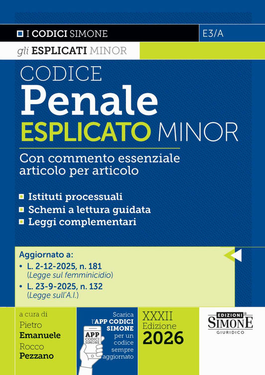 Codice Penale Esplicato Minor 2026 - Pietro Emanuele - Rocco Pezzano
