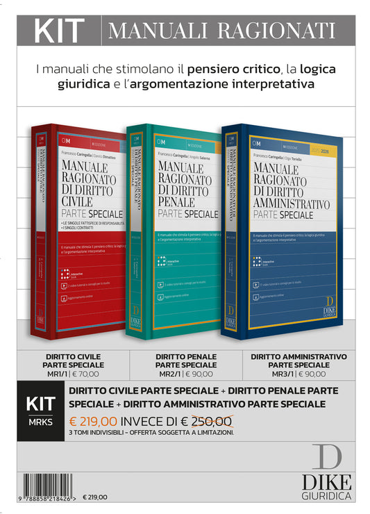 KIT Manuali Ragionati Parti Speciali: Diritto Civile + Diritto Penale + Diritto Amministrativo 2025 - Angelo Salerno, Danilo Dimatteo, Francesco Caringella, Olga Toriello