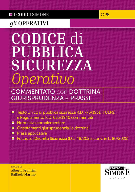 Codice di Pubblica Sicurezza Operativo 2025 - Alberto Francini, Raffaele Marino